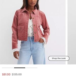 NWT LOFT Women's Pink Brushed Corduroy Shirt Jacket